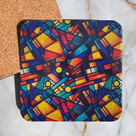 Colorful Geometric Drink Coaster - Simulation Society