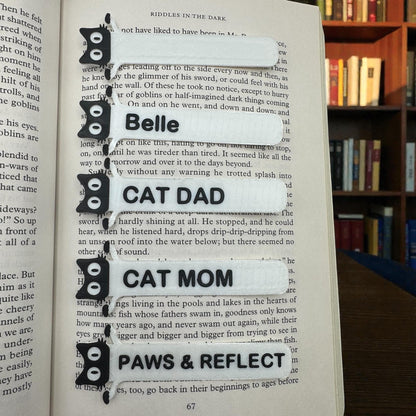 Custom Bookmark with Peeking Black Cat Design, Personalized Name or Phrase, Reading Accessory