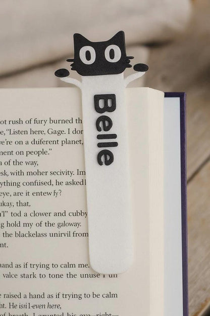 Custom Bookmark with Peeking Black Cat Design, Personalized Name or Phrase, Reading Accessory