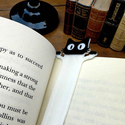 Custom Bookmark with Peeking Black Cat Design, Personalized Name or Phrase, Reading Accessory