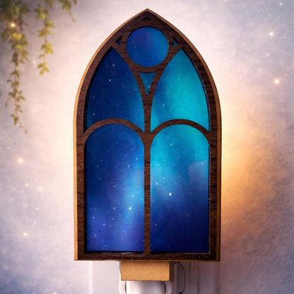 Led night light, Northern Lights cathedra, aurora-inspired stained glass decor, cozy bedroom lighting