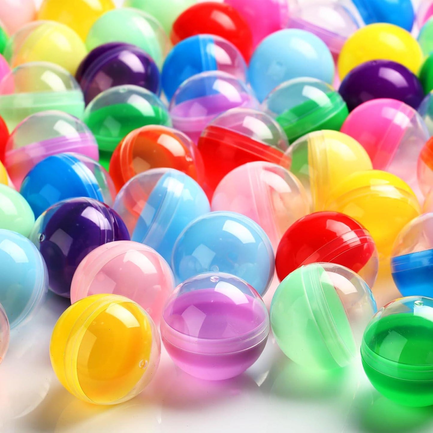 2" Vending Machine Capsules | Clear, Solid, Mixed Gacha Balls (10, 50, 100 Pack)