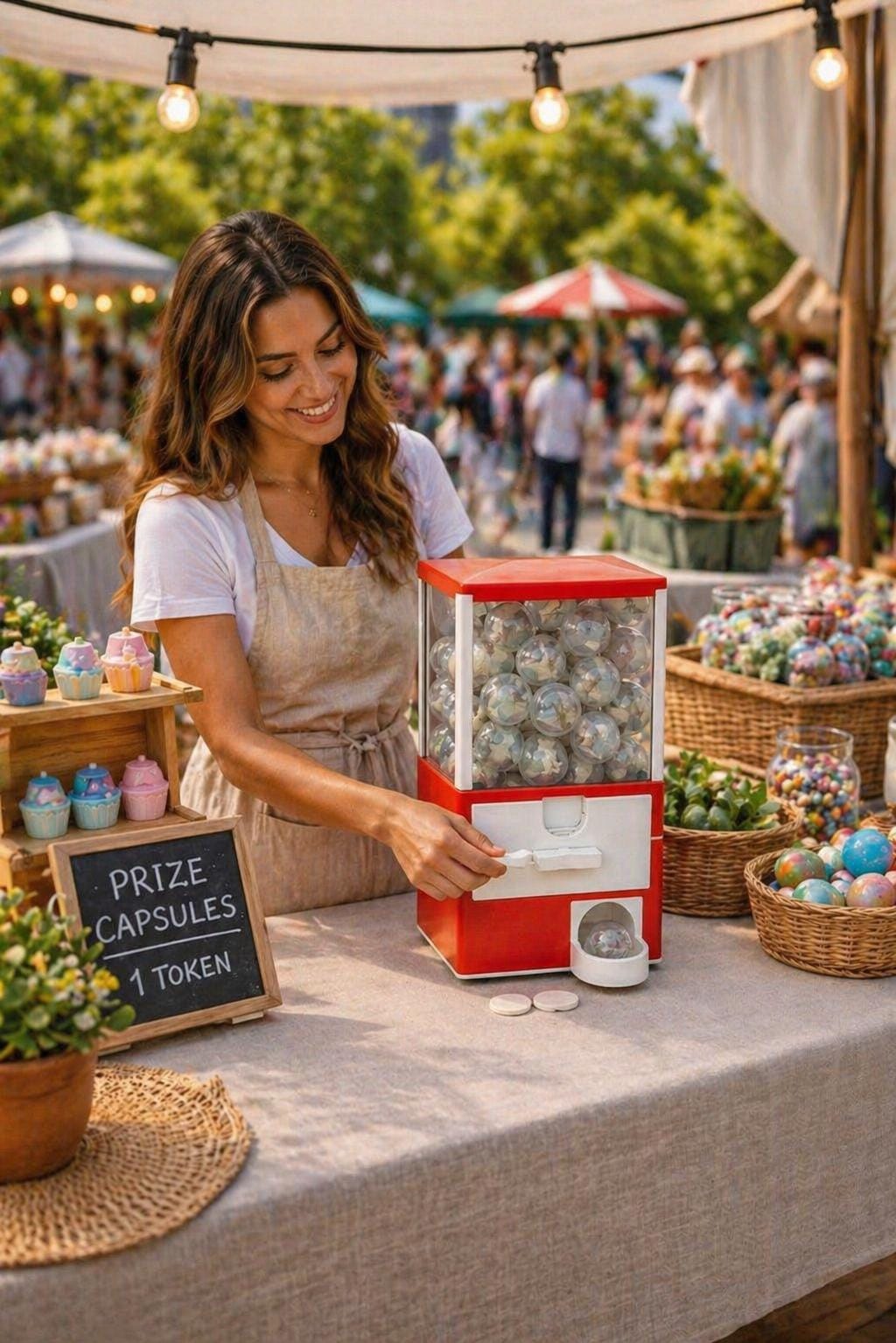 Compact Capsule Vending Machine, Custom Token Prize System for Kids & Adults