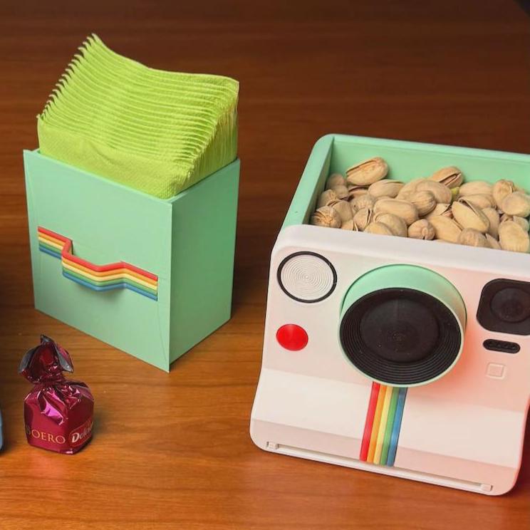 Custom Photo Polaroid Coasters with Camera Holder | Personalized UV Printed Coaster Set | Photo Gift for Family, Pets & Couples