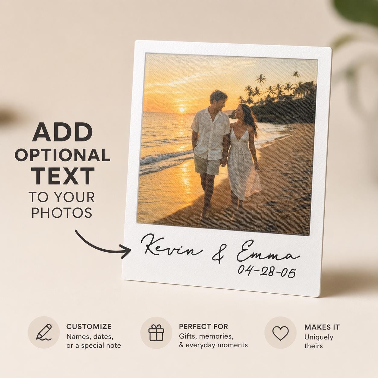 Custom Photo Polaroid Coasters with Camera Holder | Personalized UV Printed Coaster Set | Photo Gift for Family, Pets & Couples