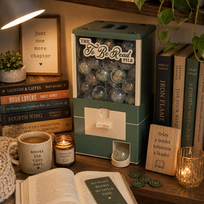 Gift for readers, book capsule vending machine, reading challenge decor, cozy nook, bookworm